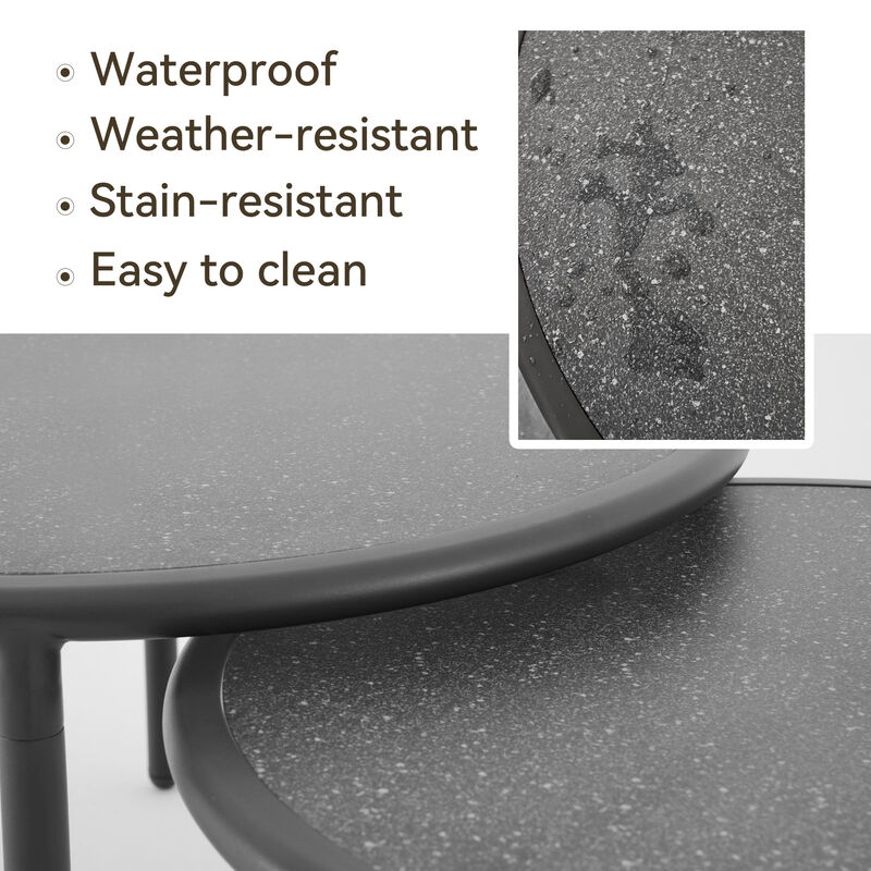 Rust-Proof Nesting Tables 2Pcs, Waterproof Outdoor Side Tables, Space-Saving image number 5