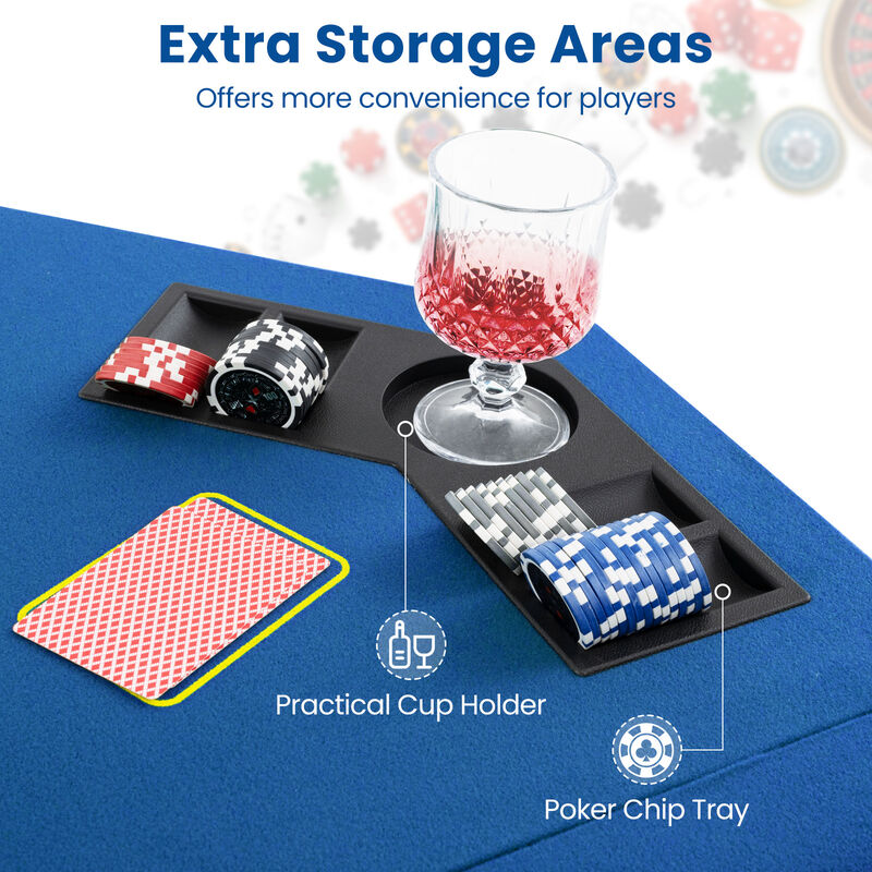 Portable 8 Player Poker Table Top with Built In Cup Holders and Chip Trays image number 6