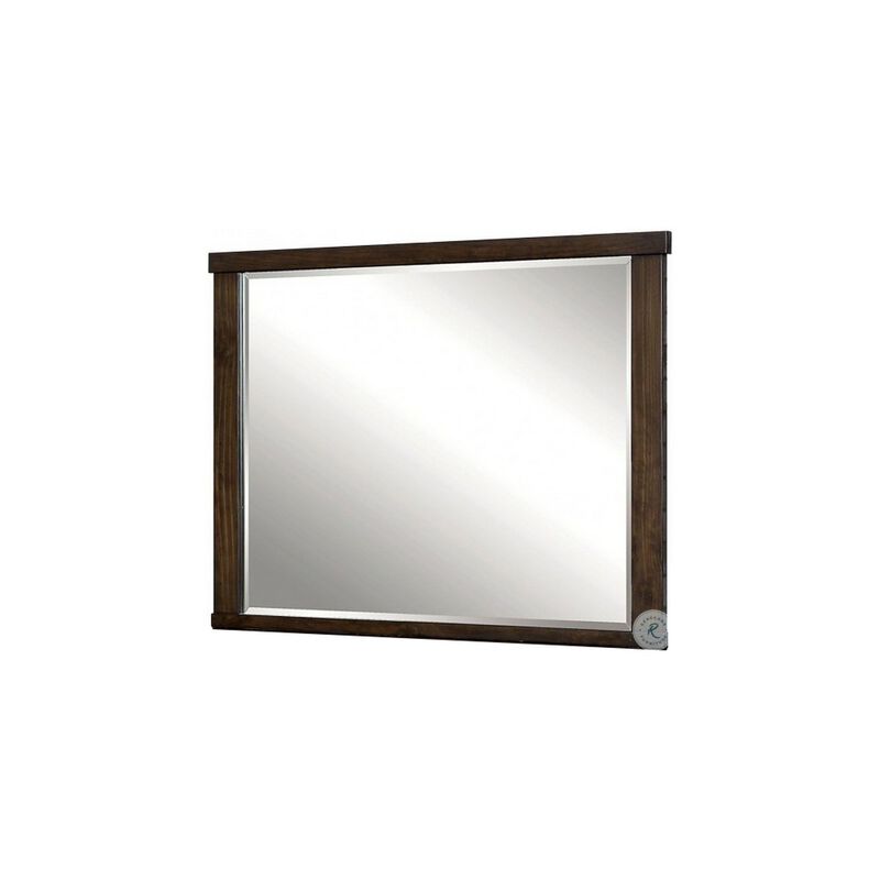 Rectangular Wooden Frame Mirror with Mounting Hardware, Walnut Brown
