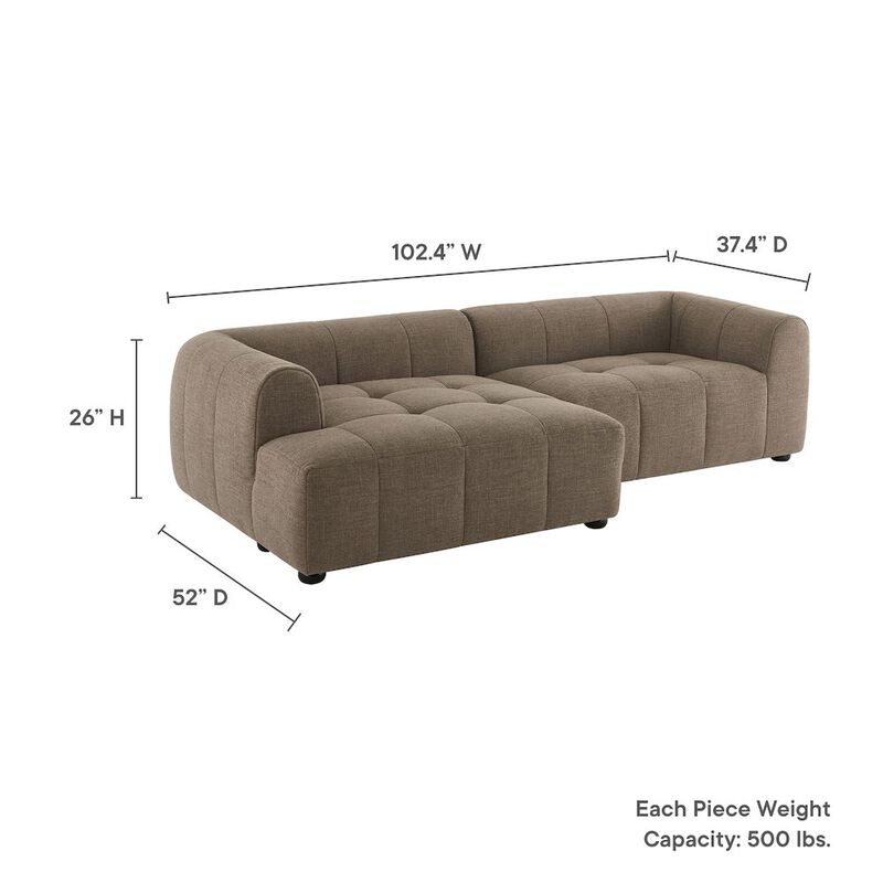Modway Liana Left-Facing Upholstered Fabric Modular Sofa with Chaise