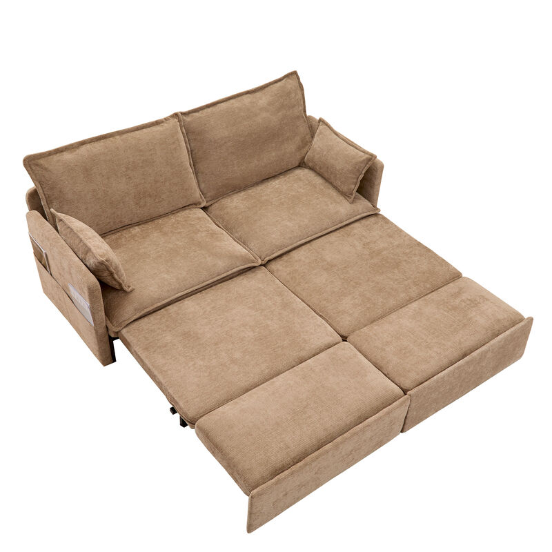 Whisen 73.6" Pull Out Sofa Bed, Convertible Sleeper Sofa Couch with Side Storage and USB/C-TYPE Charging image number 4