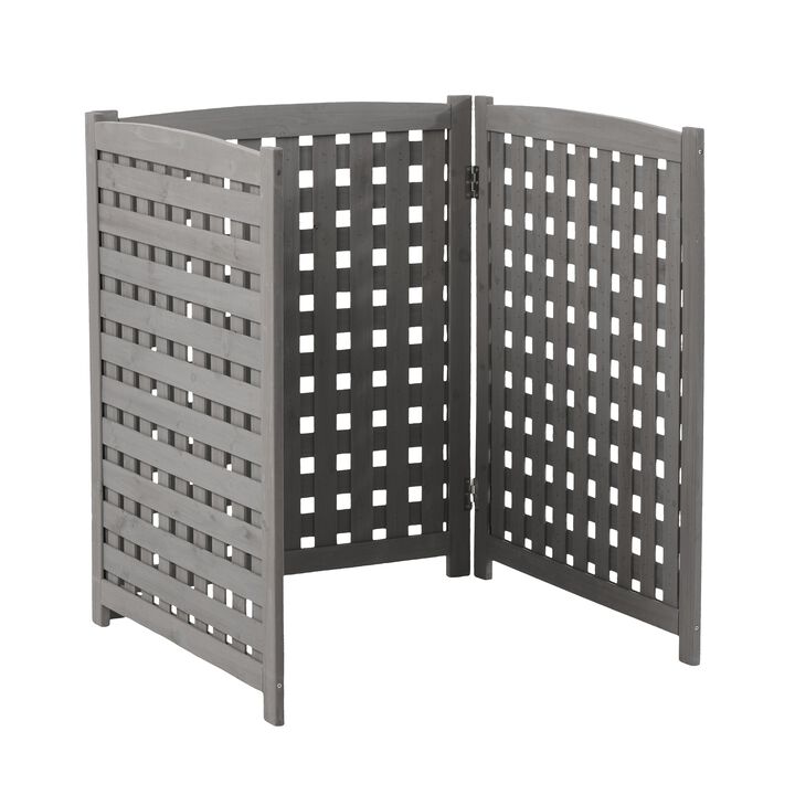 3-Panel Outdoor Air Conditioner Fence Screen, 32" W x 38" H Outside Wood Privacy Fence,Grey