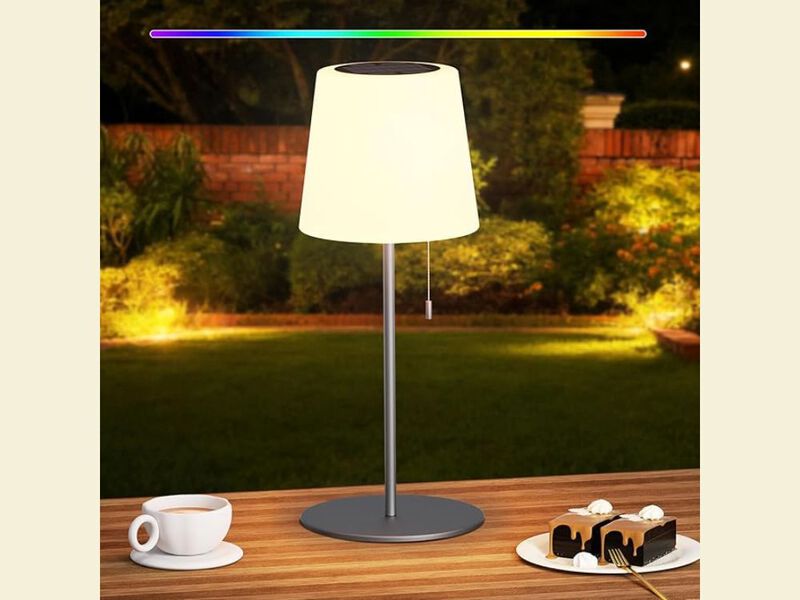 Solar Lamp &ndash; Waterproof 4000mAh Rechargeable Outdoor LED Table Light w/ Remote Gray image number 1