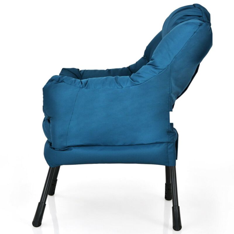 Hivago Modern Polyester Fabric Lazy Chair with Steel Frame and Side Pocket