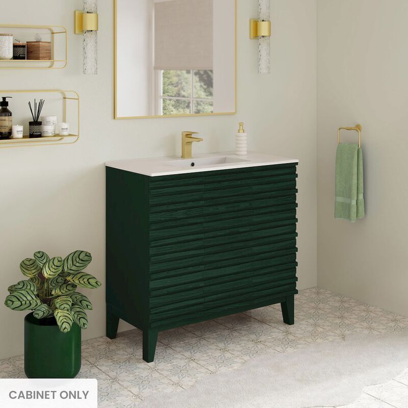 Cascade 36" Freestanding Bathroom Vanity Cabinet without Top in Green Oak image number 1