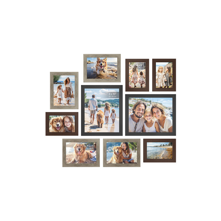 Set of 10 Collage Picture Frames for Wall Photo Display Decor