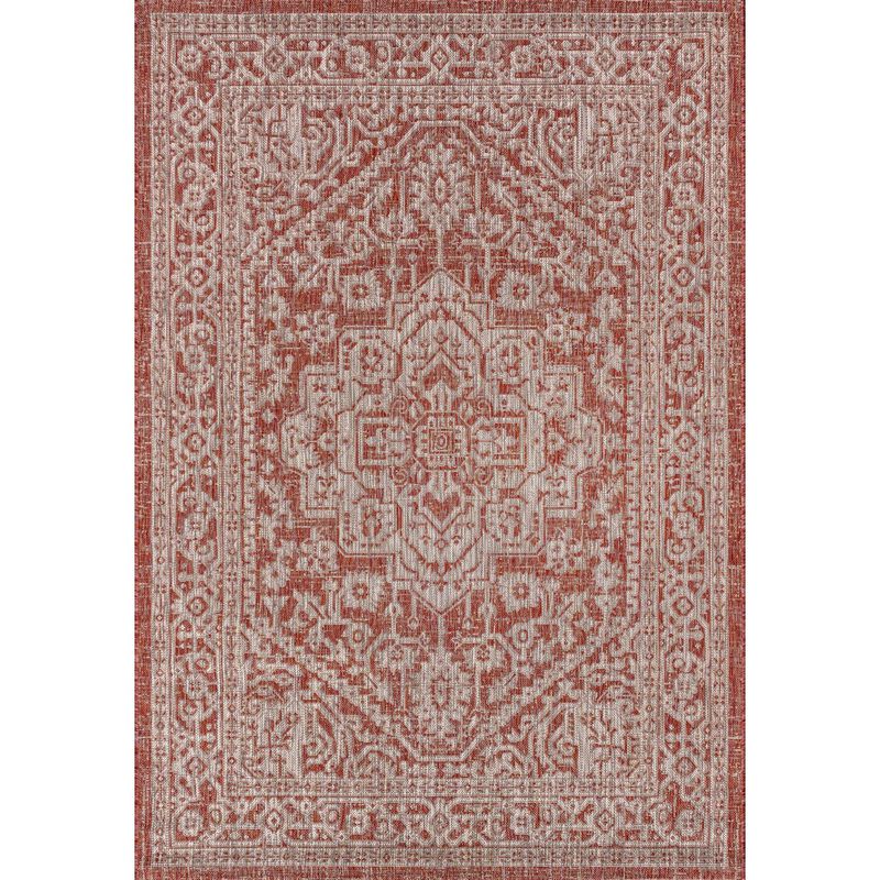 Sinjuri Medallion Textured Weave Indoor/Outdoor Area Rug
