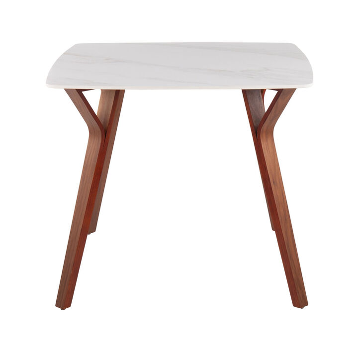 Lumisource Home Indoor Folia MidinCentury Modern Dinette Table in Walnut Wood and Textured Marble