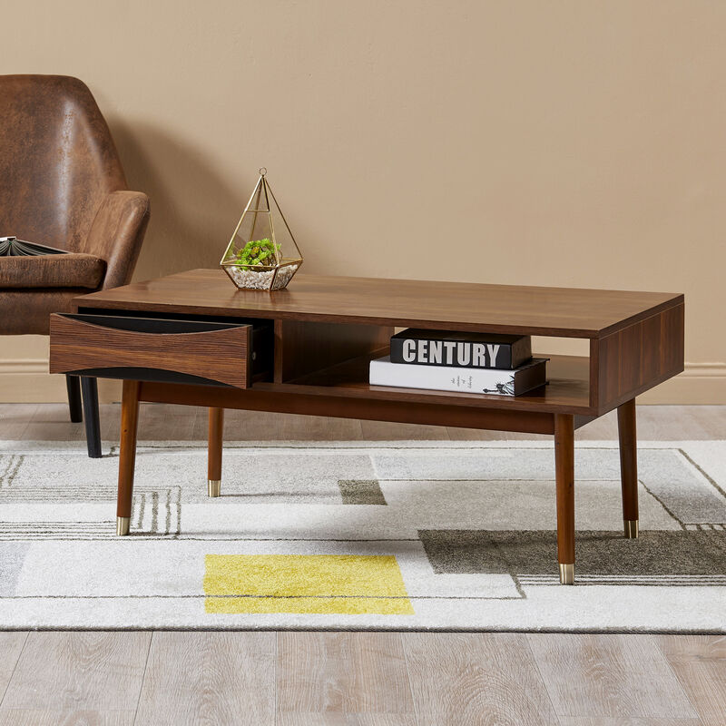 Dawson Modern Coffee Table with Storage, Walnut image number 1