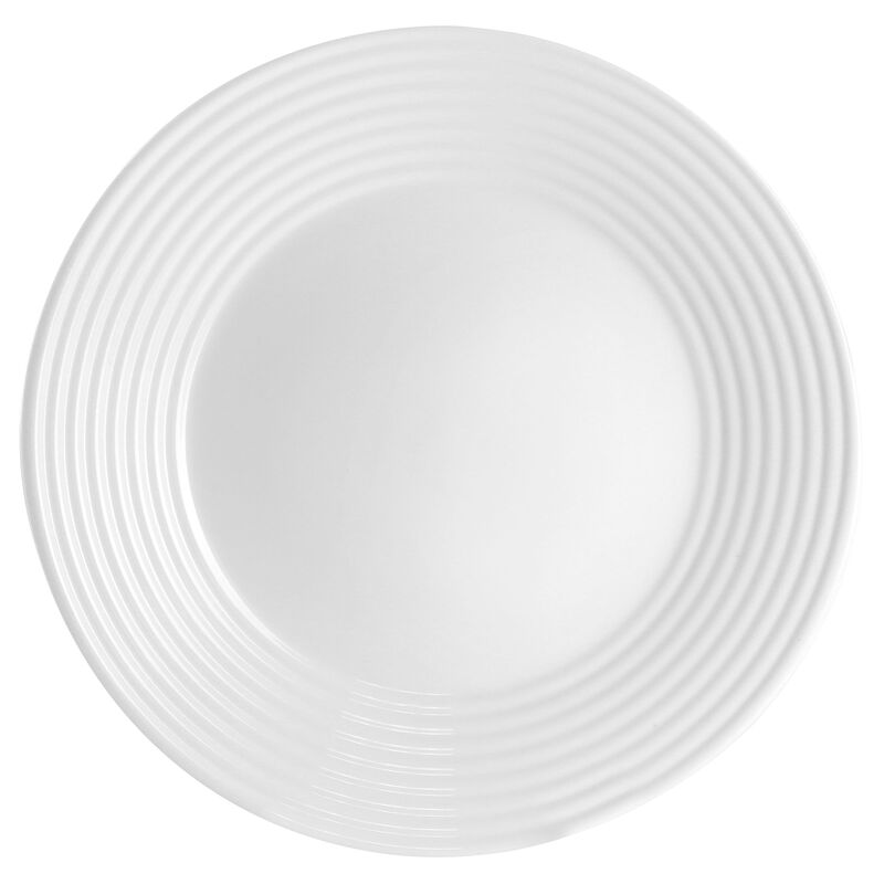 Gibson Ultra Patio 4 Piece Tempered Opal Glass Dinner Plate Set in White