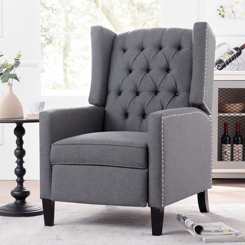 Olympia Bay, Inc. - 27.16" Wide Manual Wing Chair Recliner; Dark Gray image number 2