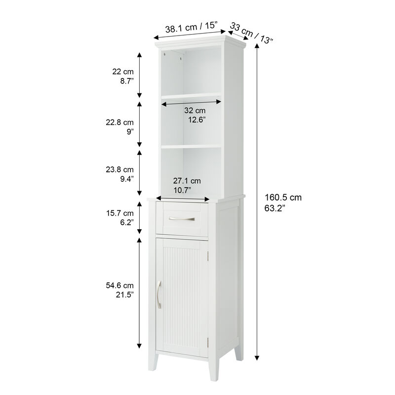 Teamson Home Newport Contemporary Wooden Linen Tower Cabinet, White