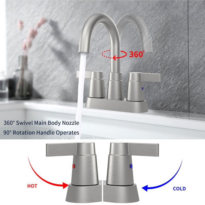 2-Handle Bathroom Faucet with 360&deg; Swivel High Arc Spout for 3-Hole Vanity Sink