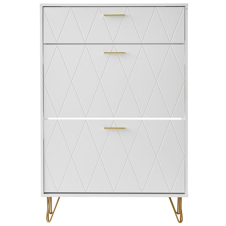 Shoe Cabinet with 3 Flip Drawers, Freestanding Storage for Entryway or Hallway