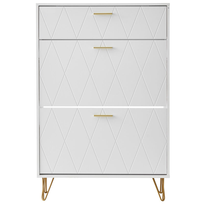 Shoe Cabinet with 3 Flip Drawers, Freestanding Storage for Entryway or Hallway