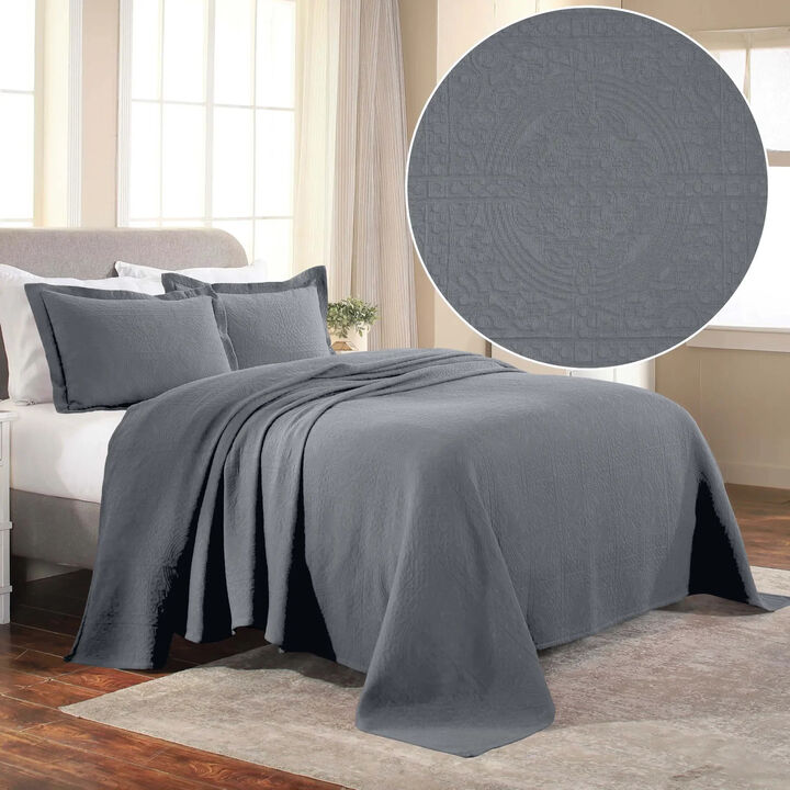 Lightweight Cotton Matelasse Bedspread and Shams Set for Bedroom