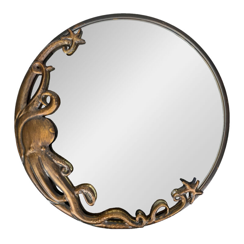 Bronze Octopus Wall Mirror &ndash; 20-Inch Decorative Accent for Nautical Home Decor image number 0