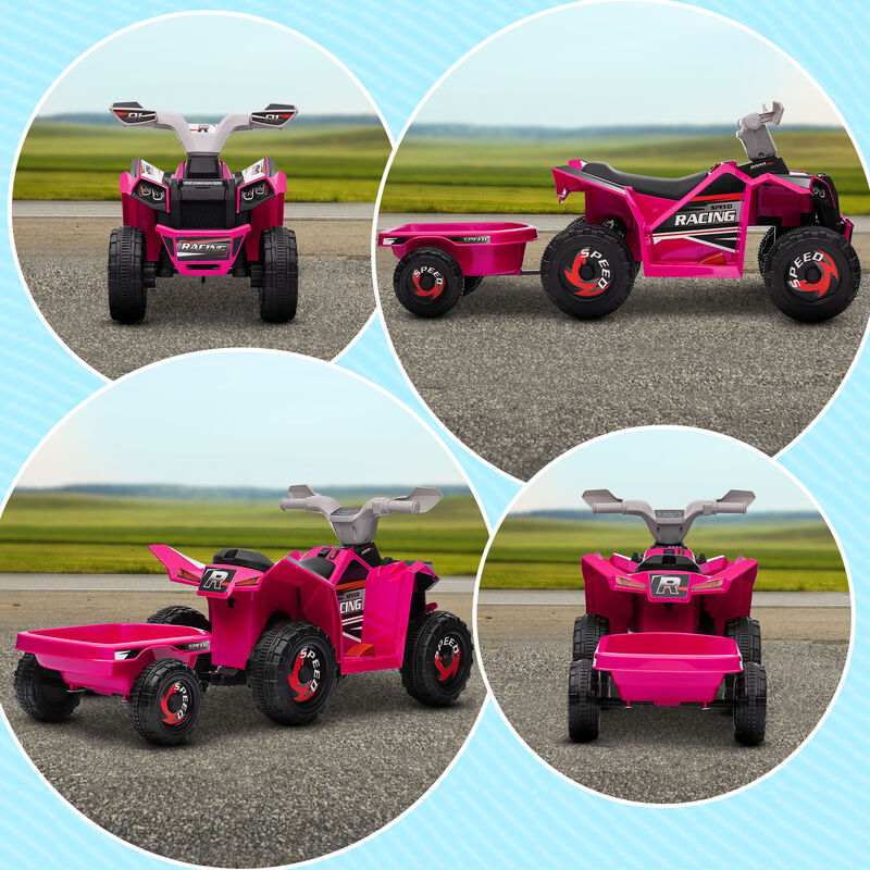 BreeBe 6V Electric Toy Car with Back Trailer, Forward Backward, Wear-Resistant Wheels image number 7