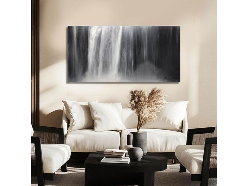 Abstract Waterfall Wall Art Black White Canvas Modern Decor for Living Room Home image number 1