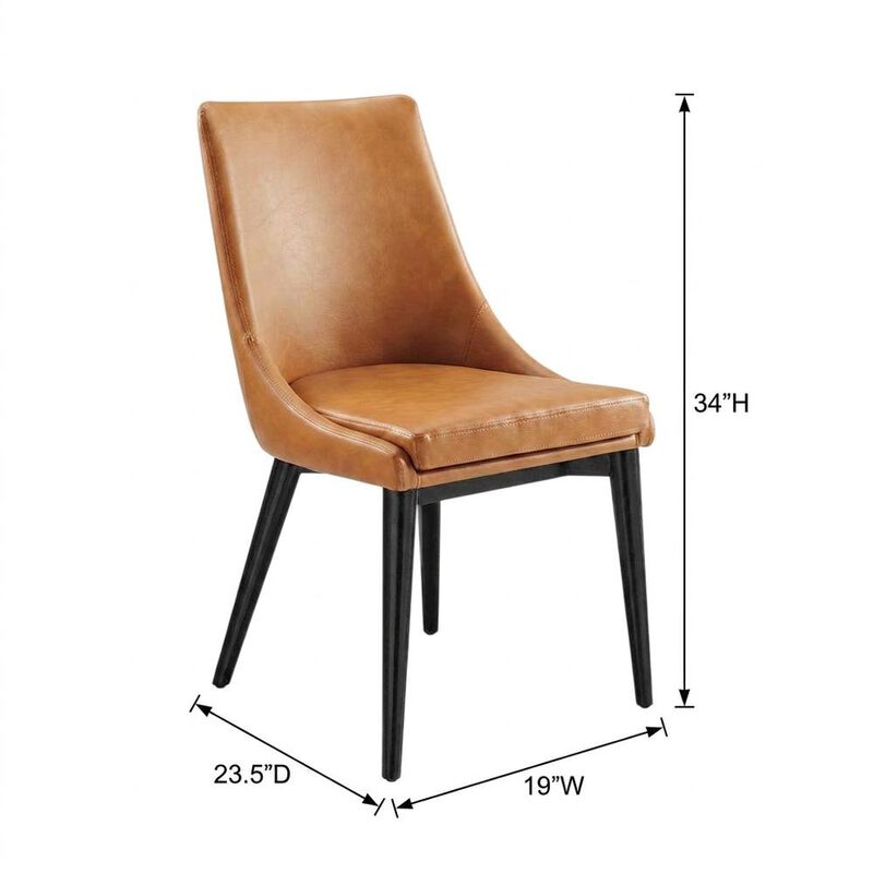 Vegan Leather-Upholstered Dining Chair with Mid-Century Modern Style, Tan image number 2