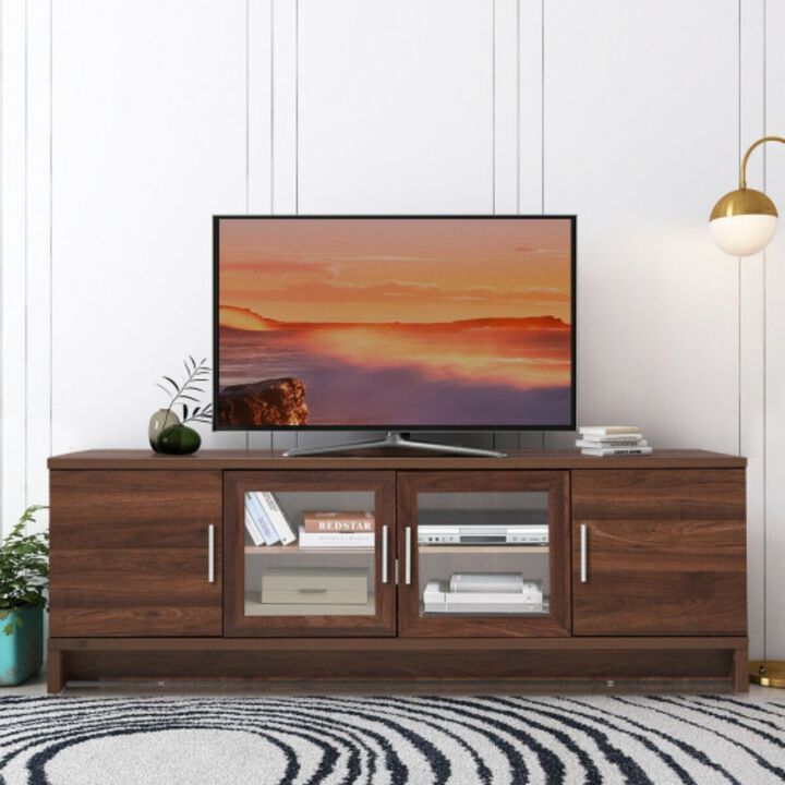 Media Entertainment TV Stand With Adjustable Shelf - Walnut