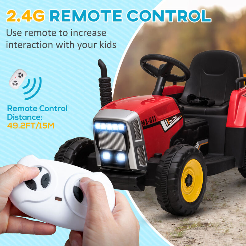 BreeBe 12V Electric Ride on Tractor with Trailer, 25W Dual Motors image number 4