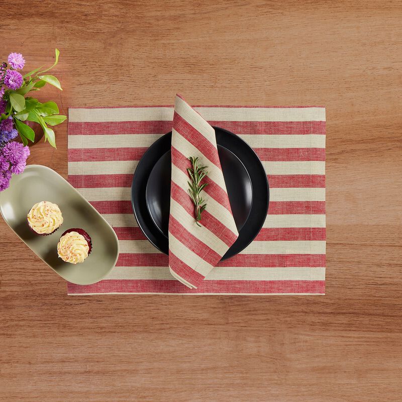 Solino Home Sorrento Stripe 100% Linen Dinner Napkins &ndash; Set of 4, 20 x 20 in, Machine Washable, Holiday and Everyday Dining