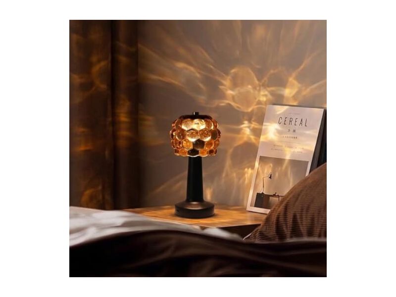 Rechargeable Cordless Battery Operated Glass Table Lamp For Bedroom Bedside image number 3