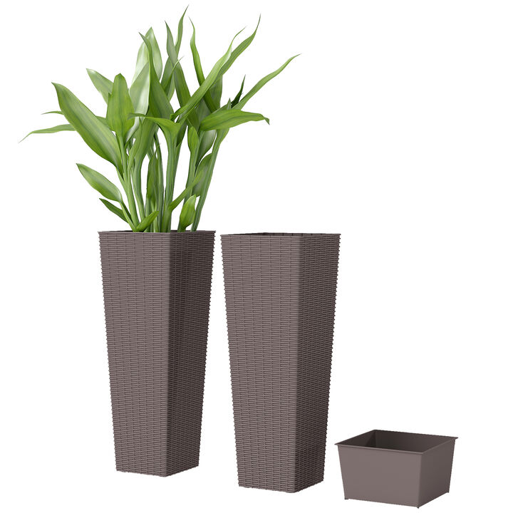 Hivvago 32 Inch Tall Planters for Porch & Garden