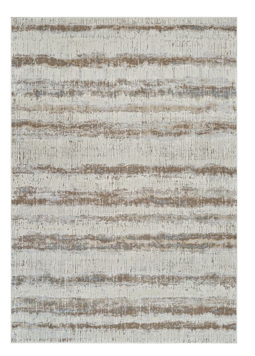 HomeRoots 5' X 8' Beige and Brown Abstract Non Skid Area Rug