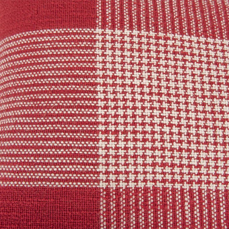 Homezia Red White Plaid Pattern Throw Pillow image number 3