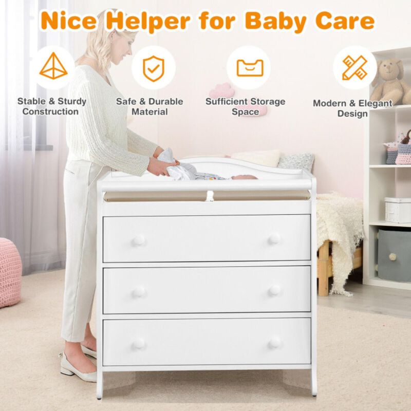 Hivvago Baby Changing Table Infant Diaper with 3 Drawers and Safety Belt