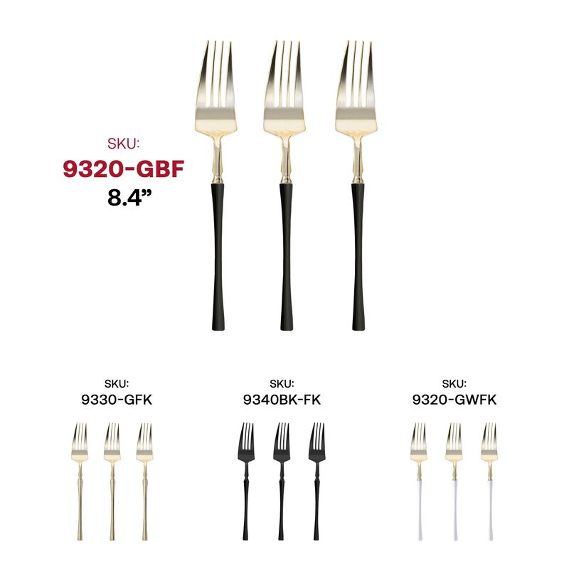 Gold with Black Handle Moderno Plastic Dinner Forks (240 Forks) image number 6