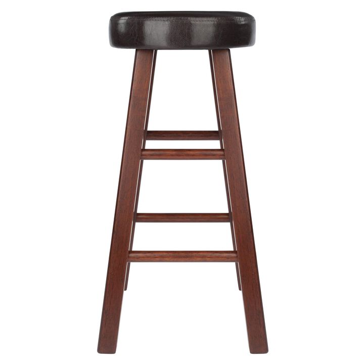 Maria 2-PC Counter Stool Set | Plush Faux Leather Cushion | Solid Wood Frame | Walnut Finish | Versatile & Stylish | Assembly Hardware Included | 25.5" Seat Height | 220 lbs Capacity