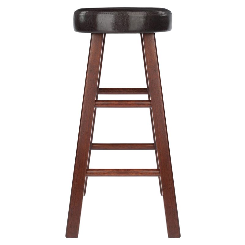 Maria 2-PC Counter Stool Set | Plush Faux Leather Cushion | Solid Wood Frame | Walnut Finish | Versatile & Stylish | Assembly Hardware Included | 25.5" Seat Height | 220 lbs Capacity