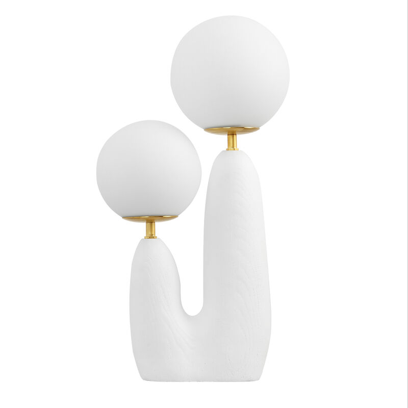 Oda 17.75" 2-Light Modern Bohemian Resin/Iron/Frosted Glass Danish Cactus LED Table Lamp