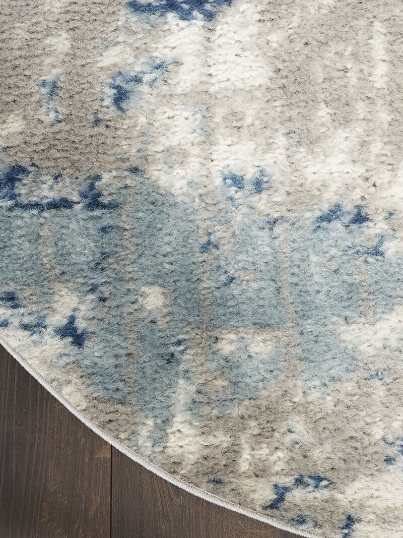 Quarry QUA01 Ivory/Gray/Blue 3' x 5' Oval Rug