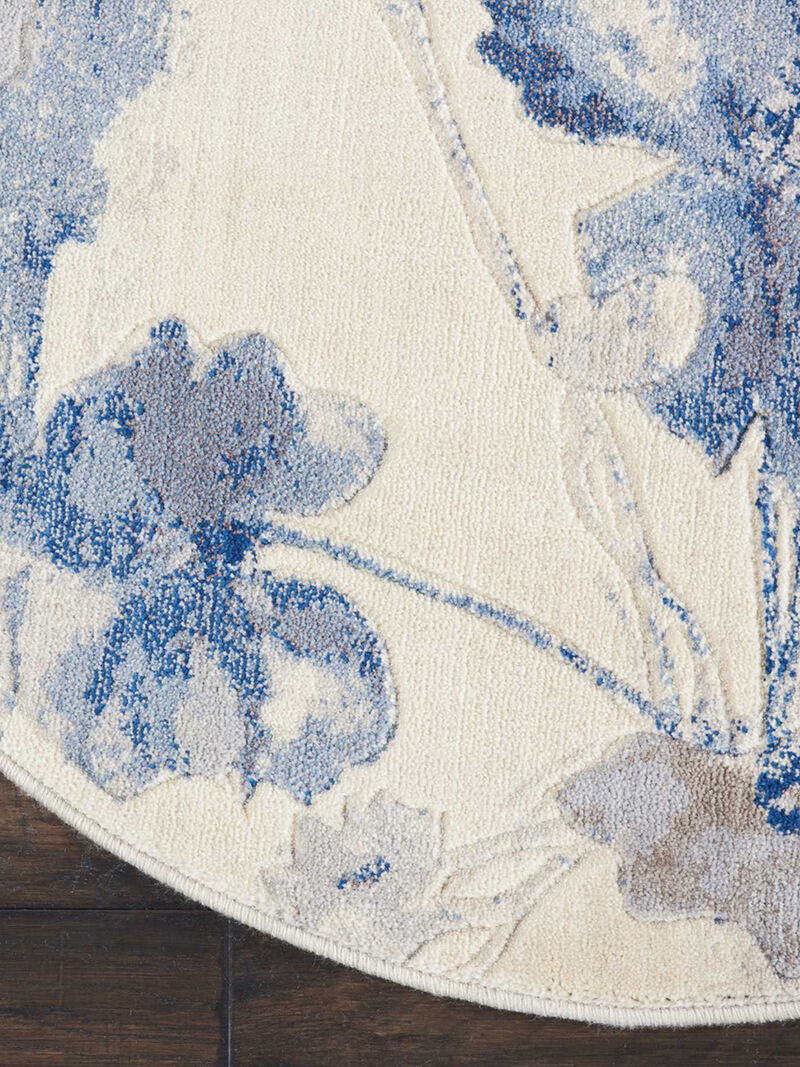 Somerset ST18 Ivory/Blue 3'6" x Round Rug