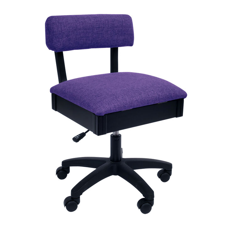 Hydraulic Sewing Chair with Adjustable Height and Cushion Seat &ndash; Royal Purple Print