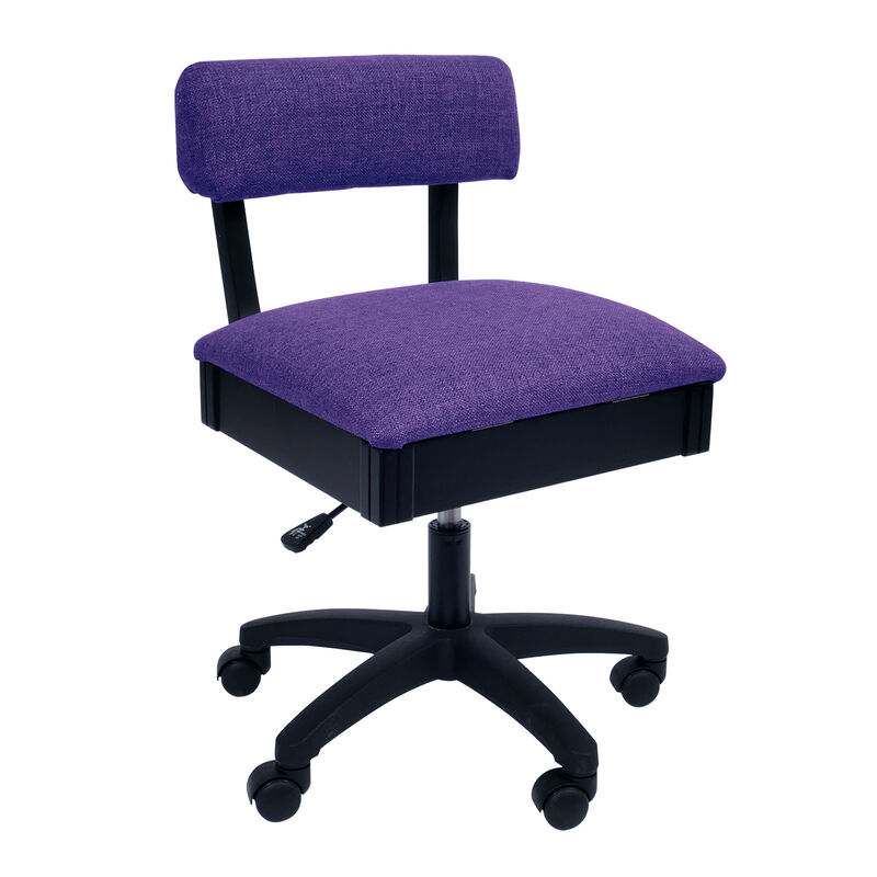 Hydraulic Sewing Chair with Adjustable Height and Cushion Seat &ndash; Royal Purple Print image number 0