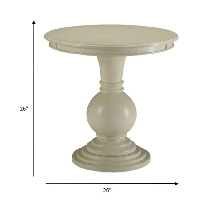 Homezia 26" X 26" X 26" Antique White Wood Veneer Side Table