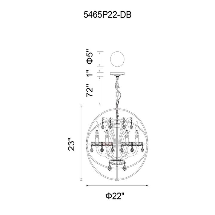 CWI Lighting Campechia 6 Light Up Chandelier With Brown Finish