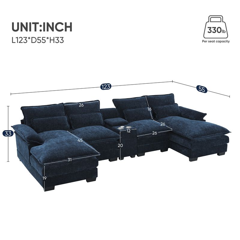 Bimkom U-Shaped Chenille Sectional Sofa image number 9
