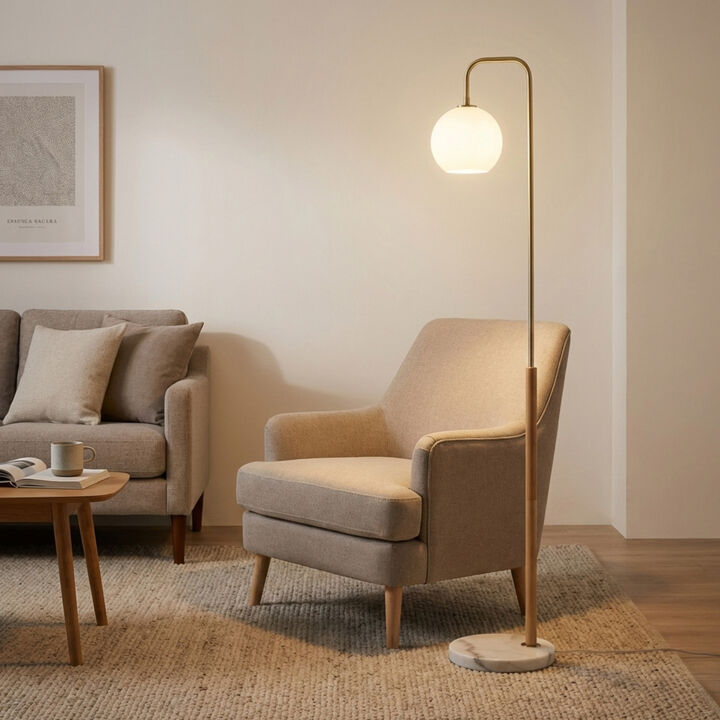 ELEMENT ACE Tall Slim Corner Standing Floor Lamp for Living Room Bedroom Office, Soft Warm Glow Lamp for Reading Nook Study Area Bedside Illumination
