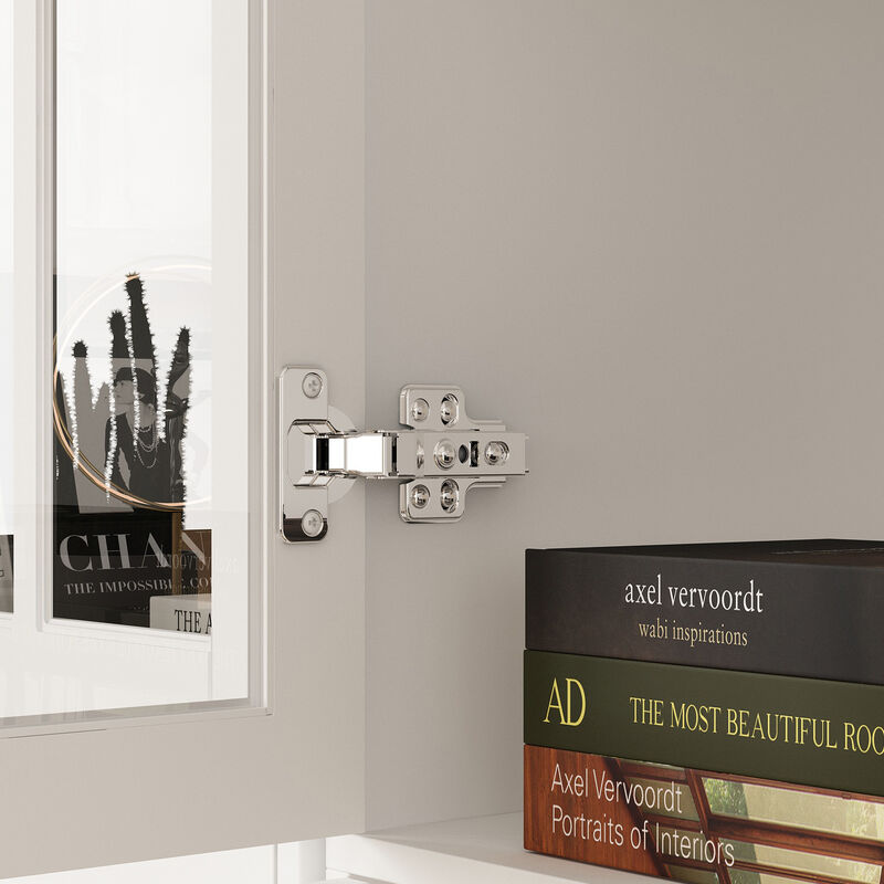 FUFU&GAGA 8-Door White Storage Cabinet Set – Stylish and Spacious Organizing Solution, 2-Piece Wardrobe with Glass Doors and Black Handles, (78.7 in. H x 63 in. W x 15.7 in. D),White