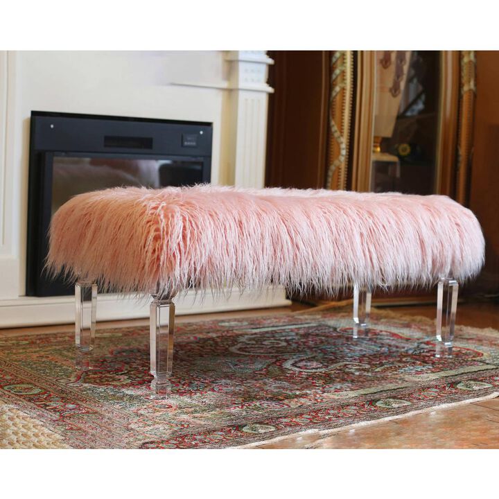 Best Quality Furniture Fur Bench with Acrylic Legs