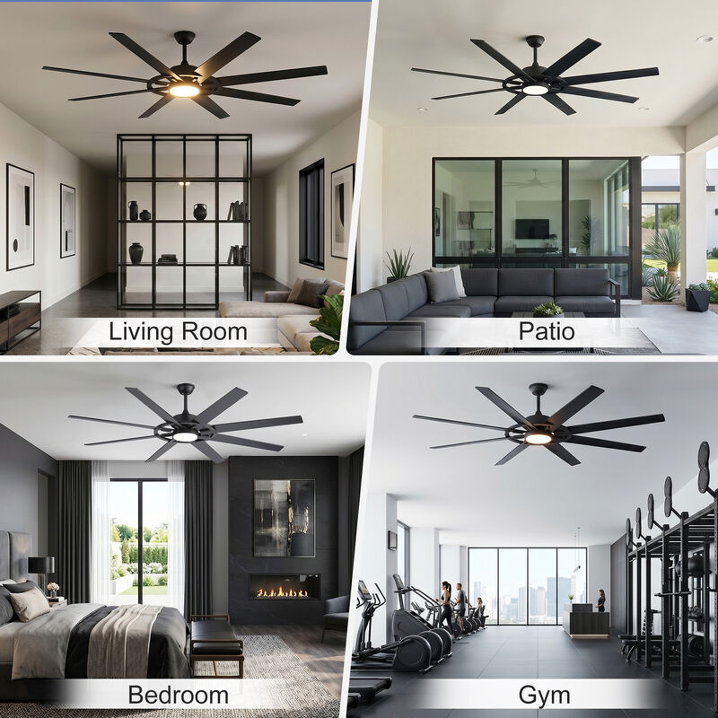 Breezary 72" LED Ceiling Fan with Light, 8 Blade, 6 Speed Reversible, High Airflow Indoor Fan image number 8