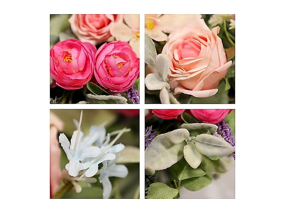24 Inch Spring Wreath Front Door Magenta Pink Rose Floral Lavender Eucalyptus