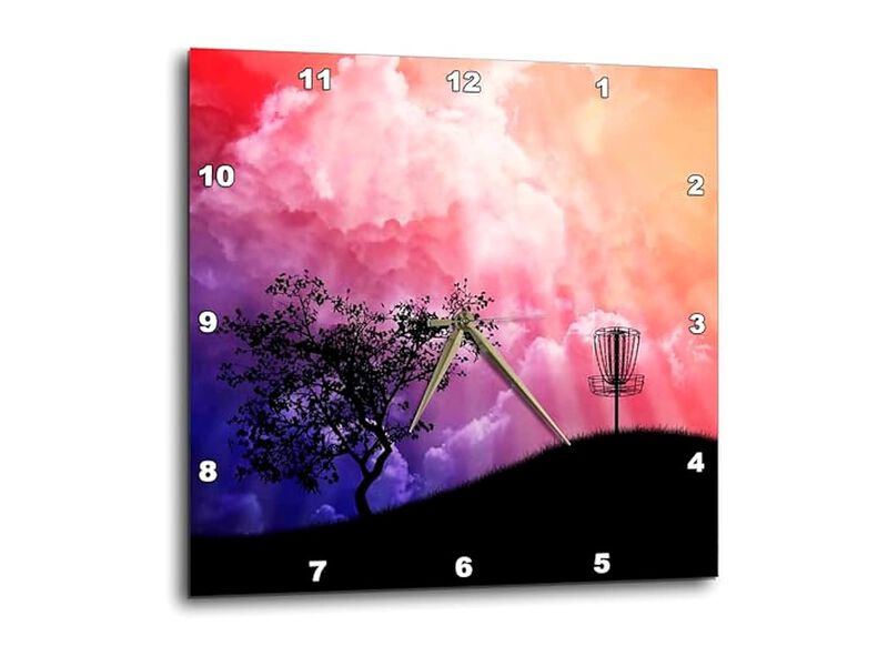 Basket Hill Silhouette Frisbee Disc Golf Wall Clock 10 Inch Home Decor image number 0