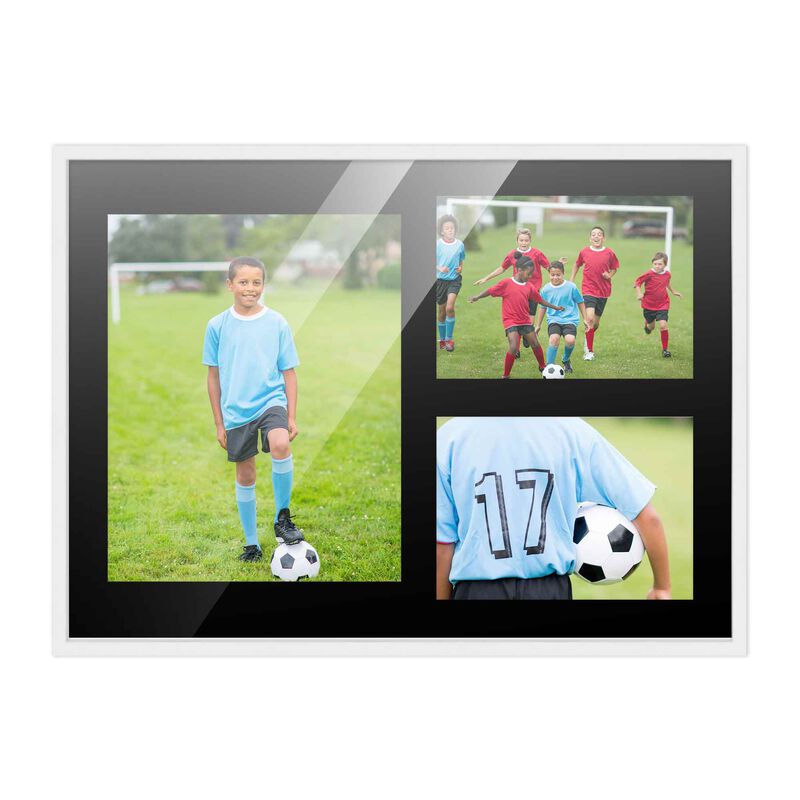 12x17 Wood Collage Frame with a Black Mat for 8x10 & 5x7 Pictures